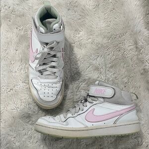 Nike Kids Girls White and Pink High-Top Sneakers Size 5 Y